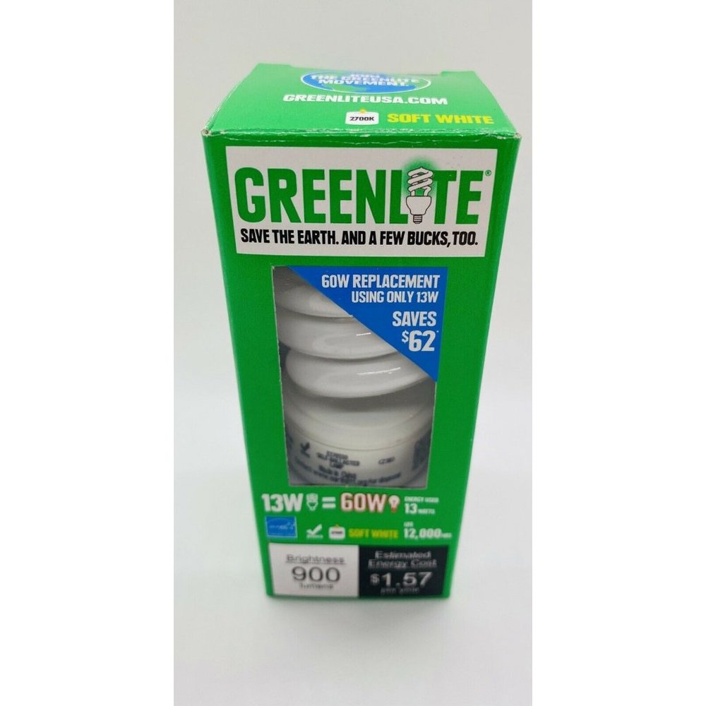 1 -10 GREENLITE 13 Watt = 60 Watt Fluorescent LIGH